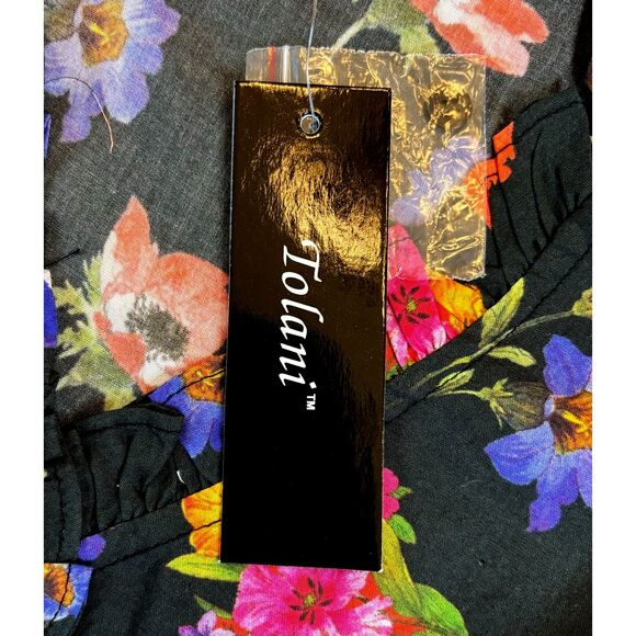NWT Tolani Collection Cleo Top Black Floral Long Sleeve Ruffle Neck Shirt SMALL - Picture 7 of 9